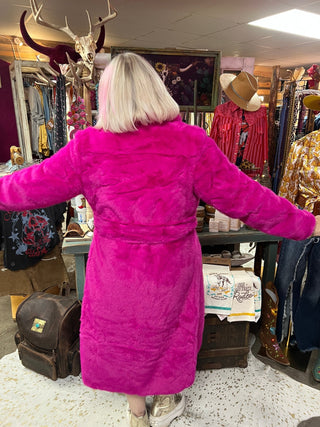 Faux Fur Maxi Trench Coat with Belt - Boutique Bella BellaCoat