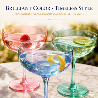 Colored Coupe Glasses Set Of 6 7 Oz Classic Cocktail Glassware For Champagne Martini Manhattan Cosmo