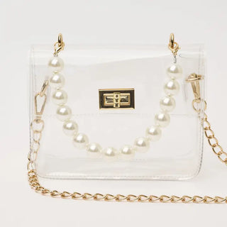 The Audrey Clear Stadium Bag - Pearl