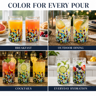 Hand Blown Mexican Drinking Glasses Premium Barware Gift Elegant Drinkware Collection