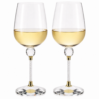 Crystal Ball Diamond Filled Wine Glasses Premium Barware Gift