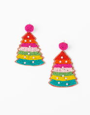 Bright Holiday Beaded Earrings