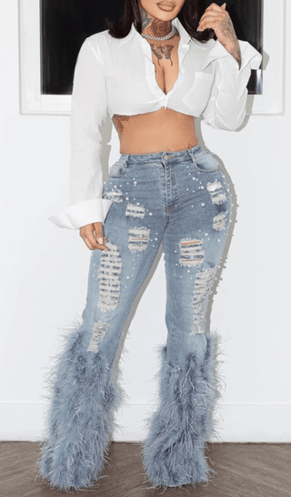 Feather Flair and Pearls - Boutique Bella BellaJeans