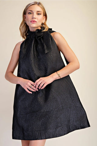 Festive Grace Ruffle Tie-Neck Mini Dress - Boutique Bella BellaDresses