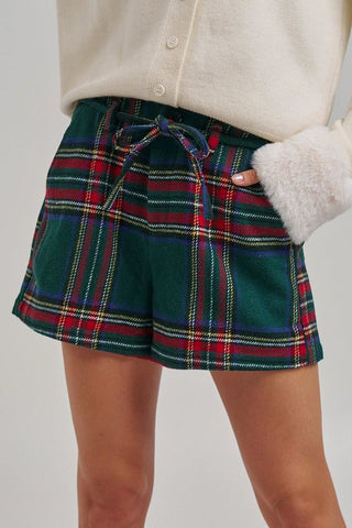 Festive Plaid Shorts - Green - Boutique Bella BellaShorts