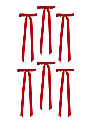 Festive Red Velvet Bow Clip Set - Boutique Bella Belladecor