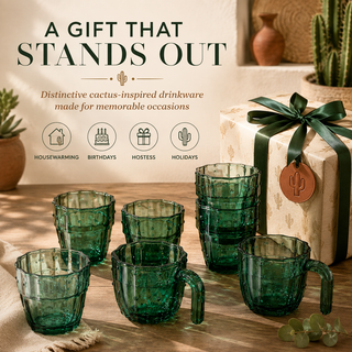 Cactus Stackable Glasses Set Of 6 By Six 10 Oz Cactus Shape Glasses With Handles Han