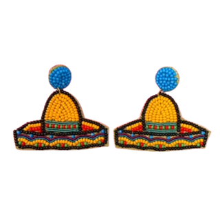 Fiesta Sombrero Earrings - Orange - Boutique Bella BellaDistress