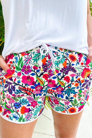 Fiesta Time White Drawstring Shorts - Boutique Bella BellaShorts