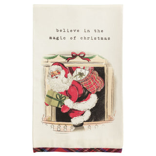 Fireplace Christmas Tartan Hem Towel - Boutique Bella BellaChristmas Kitchen Towel