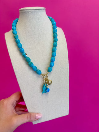 Fish Bead Charm Necklace - Turquoise - Boutique Bella BellaNecklaces