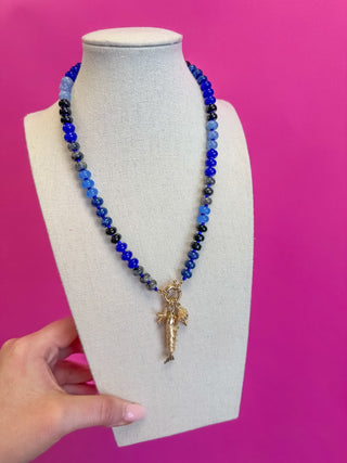 Fish Charm Necklace - Navy and Grey - Boutique Bella BellaNecklaces