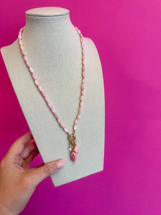 Fish Necklace with Dainty Bead - Pink - Boutique Bella BellaNecklaces