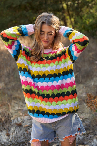 Fish Scales Multicolor Design Knit Sweater - Boutique Bella BellaSweater