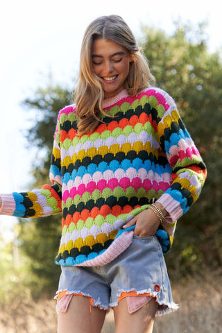 Fish Scales Multicolor Design Knit Sweater - Boutique Bella BellaSweater