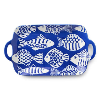 Fish Tale Ceramic Wax Off Rect Tray w/ Handles - Boutique Bella BellaServing Tray
