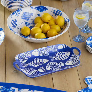 Fish Tale Ceramic Wax Off Rect Tray w/ Handles - Boutique Bella BellaServing Tray