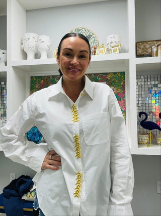 Fishbone Chic Shirt - Boutique Bella Bellabutton down top