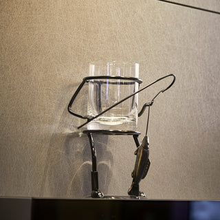 Fisherman Fishing Whiskey Wine Water Glass Glass Metal Cup Holder Hook Line Whiskey Scotch Liquor Cu