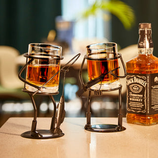 Rifle Hunter Whiskey Glass Bullet Glass Metal Cup Holder Guns Whiskey Scotch Liquor Cup Holder Holds