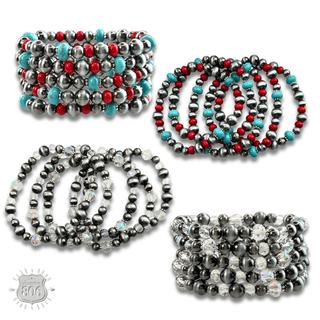 Five strand burnished pearl bracelet set - Boutique Bella BellaBracelets