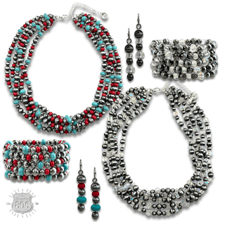 Five strand burnished pearl bracelet set - Boutique Bella BellaBracelets