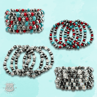 Five strand burnished pearl bracelet set - Boutique Bella BellaBracelets