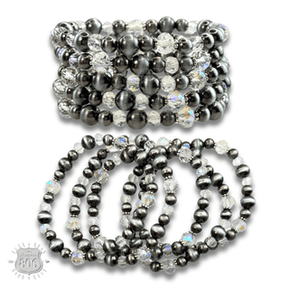Five strand burnished pearl bracelet set - Boutique Bella BellaBracelets
