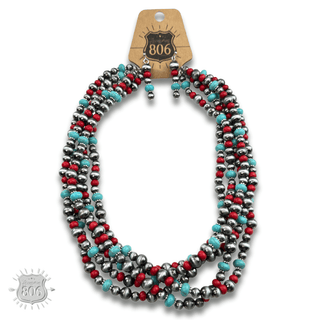 Five strand burnished pearl necklace set - Boutique Bella BellaJewelry Set