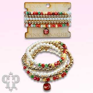 Five strand crystal and pearl bead bracelet set, Austrian crystal - LC - Boutique Bella BellaBracelets
