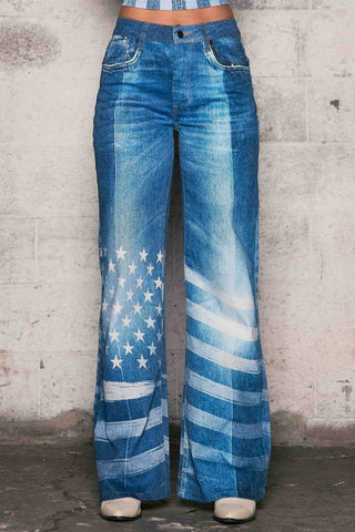 Flag Patterned Jeans - Boutique Bella Bellabottoms
