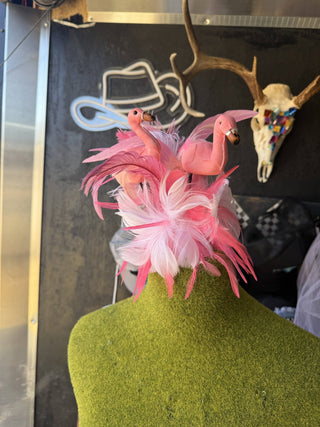 Flamingo Fling Derby Hat - Boutique Bella BellaAccessories