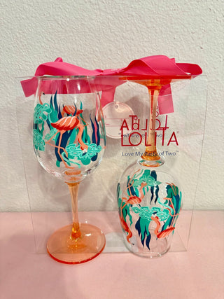 Flamingo Wine Glass - Set of 2 - Boutique Bella Bellawine glass