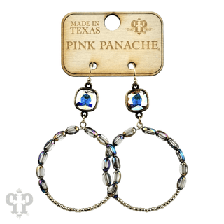 Flat oval and round bead circle, Austrian crystal earring - LC - Boutique Bella BellaEarrings