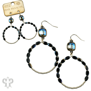 Flat oval and round bead circle, Austrian crystal earring - LC - Boutique Bella BellaEarrings