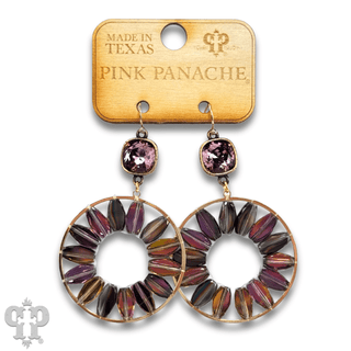 Flat oval beads circle earring with Austrian crystal - LC - Boutique Bella BellaEarrings