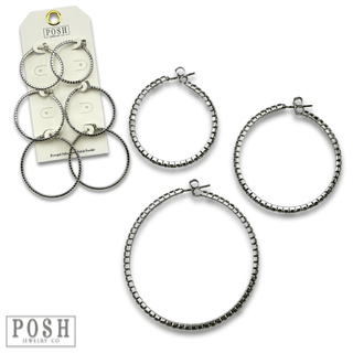 Flexible rhinestone hoop earring set - Boutique Bella BellaEarrings