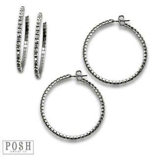 Flexible rhinestone hoop earring set - Boutique Bella BellaEarrings