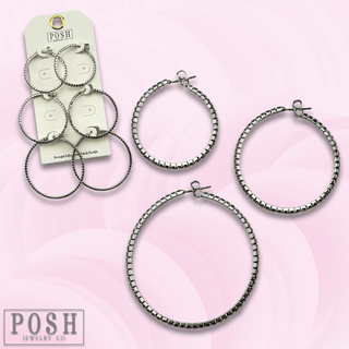 Flexible rhinestone hoop earring set - Boutique Bella BellaEarrings