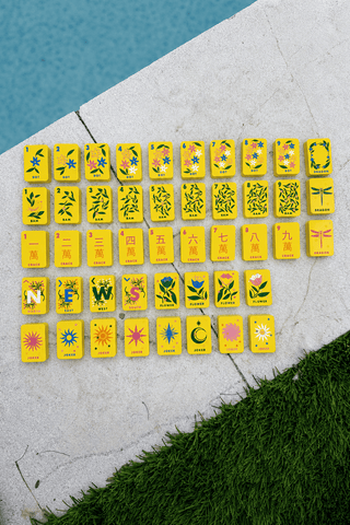 Floating Mahjong Tiles in Palm Springs yellow for the Pool - Boutique Bella BellaMahjong Set