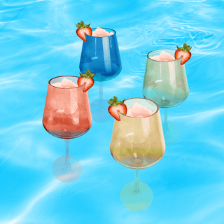Floating Wine Glasses For Pool 18 Oz Set Of 8 That Float Shatterproof Poolside Wine Glasses Beach Cu - Boutique Bella Bella