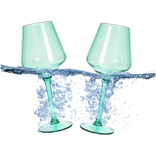 Floating Wine Glasses For Pool Set Of 2 15 Oz Shatterproof Poolside Wine Glasses Tritan Plastic Reus - Boutique Bella Bella