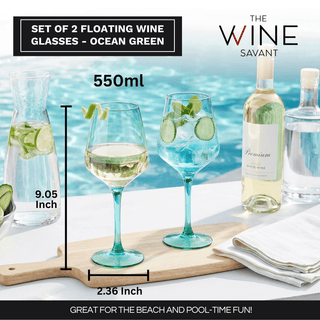 Floating Wine Glasses For Pool Set Of 2 15 Oz Shatterproof Poolside Wine Glasses Tritan Plastic Reus - Boutique Bella Bella