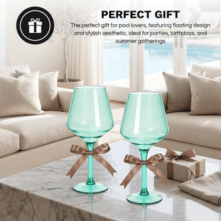 Floating Wine Glasses For Pool Set Of 2 15 Oz Shatterproof Poolside Wine Glasses Tritan Plastic Reus - Boutique Bella Bella