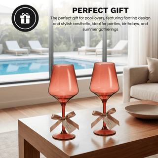 Floating Wine Glasses For Pool Set Of 2 15 Oz Shatterproof Poolside Wine Glasses Tritan Plastic Reus - Boutique Bella BellaWine Glasses