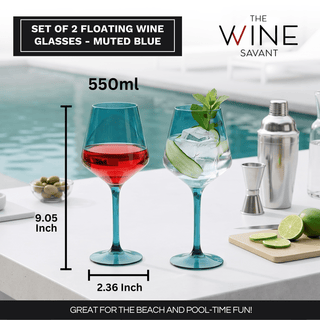 Floating Wine Glasses For Pool Set Of 2 15 Oz Shatterproof Poolside Wine Glasses Tritan Plastic Reus - Boutique Bella BellaWine Glasses