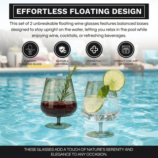 Floating Wine Glasses For Pool Set Of 2 15 Oz Shatterproof Poolside Wine Glasses Tritan Plastic Reus - Boutique Bella BellaWine Glasses