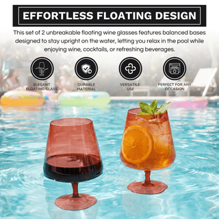 Floating Wine Glasses For Pool Set Of 2 15 Oz Shatterproof Poolside Wine Glasses Tritan Plastic Reus - Boutique Bella BellaWine Glasses