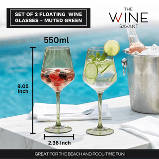 Floating Wine Glasses For Pool Set Of 2 15 Oz Shatterproof Poolside Wine Glasses Tritan Plastic Reus - Boutique Bella BellaWine Glasses