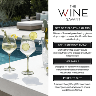 Floating Wine Glasses For Pool Set Of 2 15 Oz Shatterproof Poolside Wine Glasses Tritan Plastic Reus - Boutique Bella BellaWine Glasses